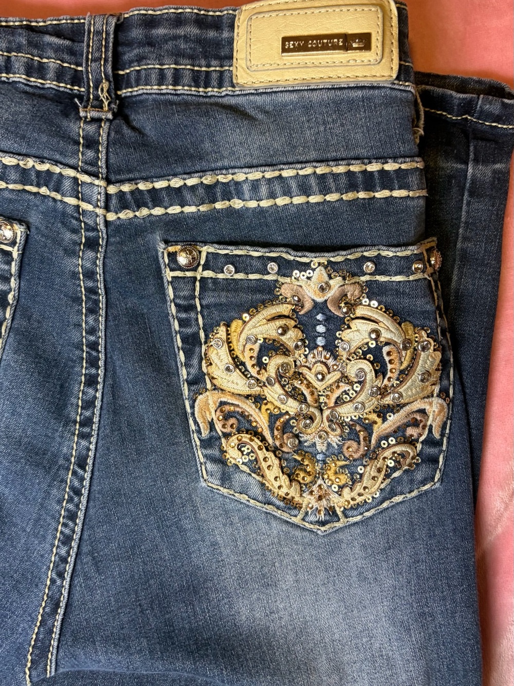 Women’s Dark Blue Embellished Jeans - Picture 3 of 4